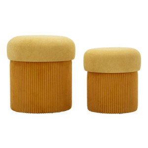 Puff Con Contenitore Aspen Senape Set 2 Pz cm ø 42x44-35x37