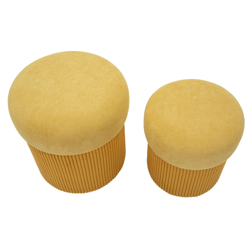 Puff Con Contenitore Aspen Senape Set 2 Pz cm ø 42x44-35x37