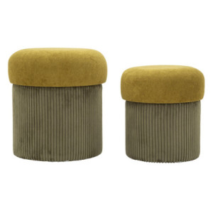 Puff Con Contenitore Aspen Verde Set 2 Pz cm ø 42x44-35x37
