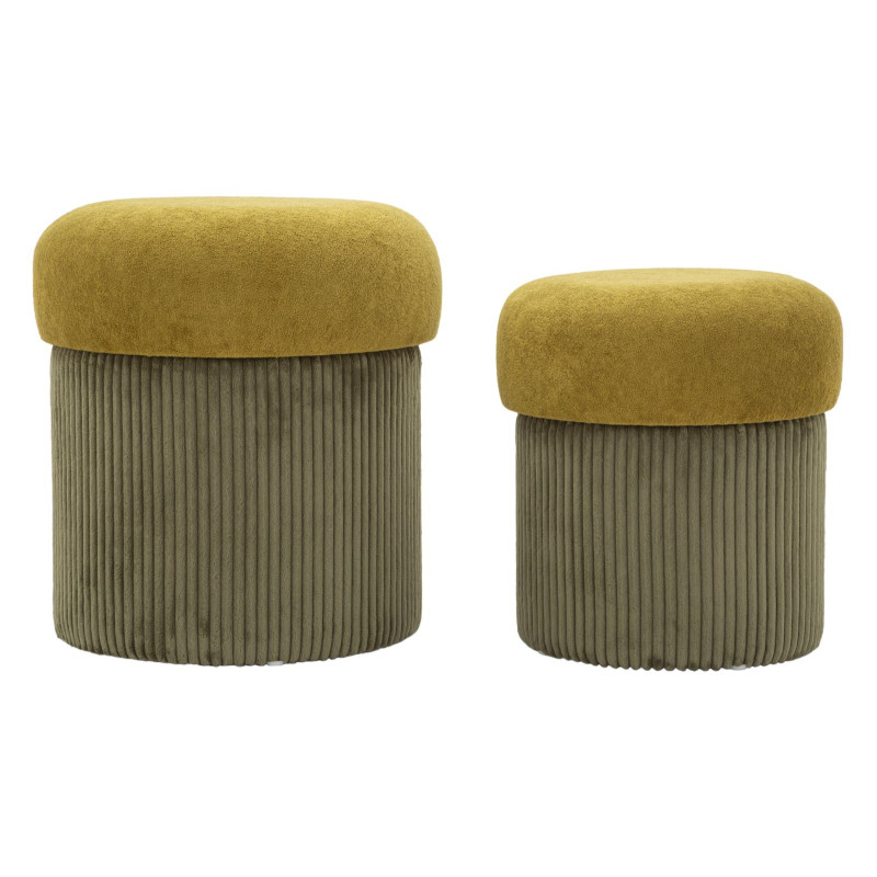 Puff Con Contenitore Aspen Verde Set 2 Pz cm ø 42x44-35x37