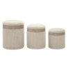 Puff Con Contenitore Cortina Crema Set 3 Pz cm ø 40,5x49,5-35x42-31x38