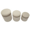 Puff Con Contenitore Cortina Crema Set 3 Pz cm ø 40,5x49,5-35x42-31x38