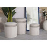 Puff Con Contenitore Cortina Crema Set 3 Pz cm ø 40,5x49,5-35x42-31x38