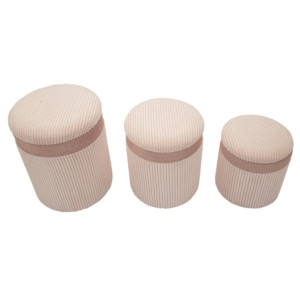 Zoom Puff Con Contenitore Cortina Rosa Set 3 Pz cm ø 40,5x49,5-35x42-31x38