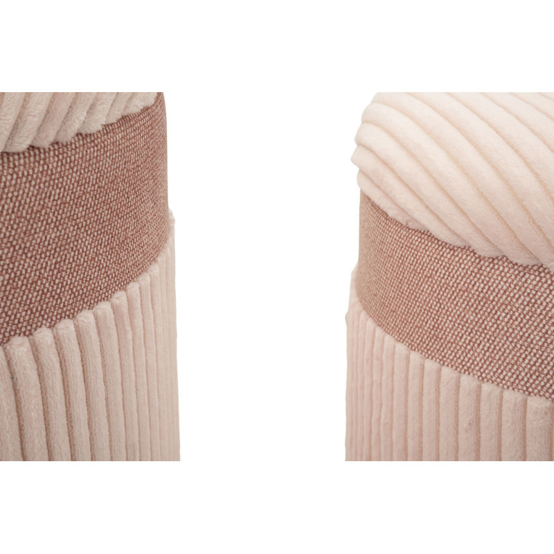 Puff Con Contenitore Cortina Rosa Set 3 Pz cm ø 40,5x49,5-35x42-31x38
