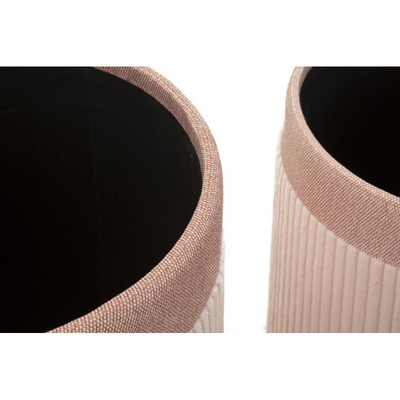 Puff Con Contenitore Cortina Rosa Set 3 Pz cm ø 40,5x49,5-35x42-31x38
