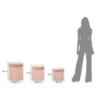 Puff Con Contenitore Cortina Rosa Set 3 Pz cm ø 40,5x49,5-35x42-31x38