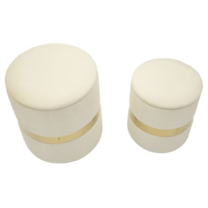 Zoom Puff Con Contenitore Sheffild Crema Set 2 Pz cm ø 37x42-28x35