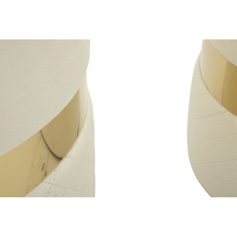 Puff Con Contenitore Sheffild Crema Set 2 Pz cm ø 37x42-28x35