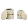 Puff Con Contenitore Sheffild Crema Set 2 Pz cm ø 37x42-28x35