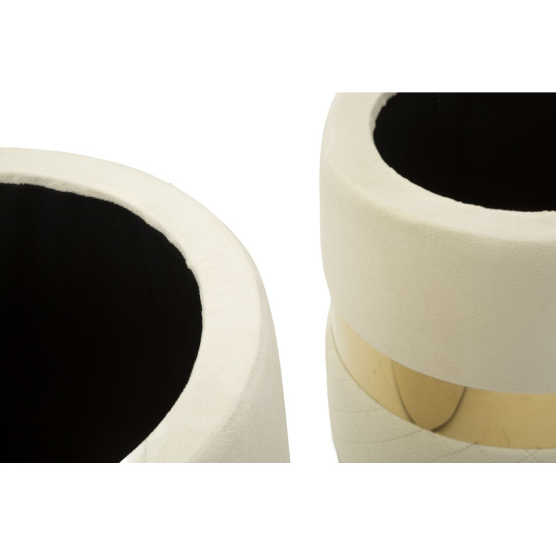 Puff Con Contenitore Sheffild Crema Set 2 Pz cm ø 37x42-28x35