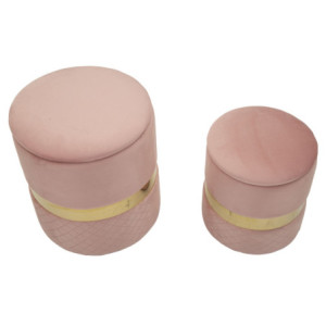 Zoom Puff Con Contenitore Sheffild Rosa Set 2 Pz cm ø 37x42-28x35