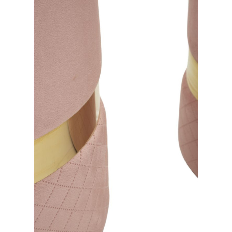 Puff Con Contenitore Sheffild Rosa Set 2 Pz cm ø 37x42-28x35