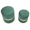 Puff Con Contenitore Sheffild Verde Set 2 Pz cm ø 37x42-28x35