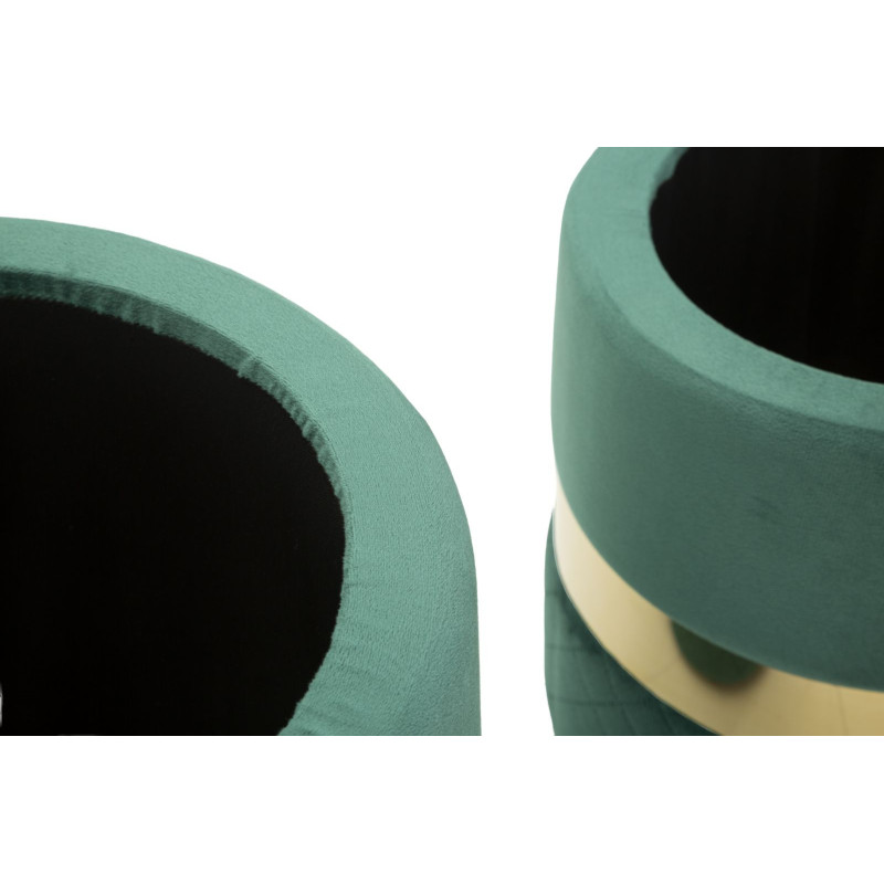 Puff Con Contenitore Sheffild Verde Set 2 Pz cm ø 37x42-28x35