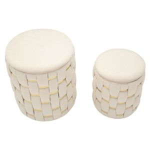 Zoom Puff Con Contenitore Shanty Crema Set 2 Pz cm ø 37x42-28x35
