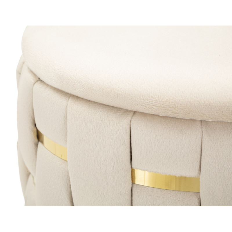 Puff Con Contenitore Shanty Crema Set 2 Pz cm ø 37x42-28x35