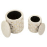 Puff Con Contenitore Shanty Crema Set 2 Pz cm ø 37x42-28x35
