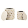 Puff Con Contenitore Shanty Crema Set 2 Pz cm ø 37x42-28x35