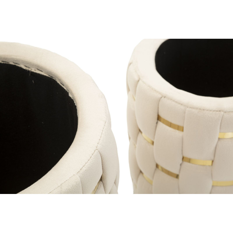 Puff Con Contenitore Shanty Crema Set 2 Pz cm ø 37x42-28x35