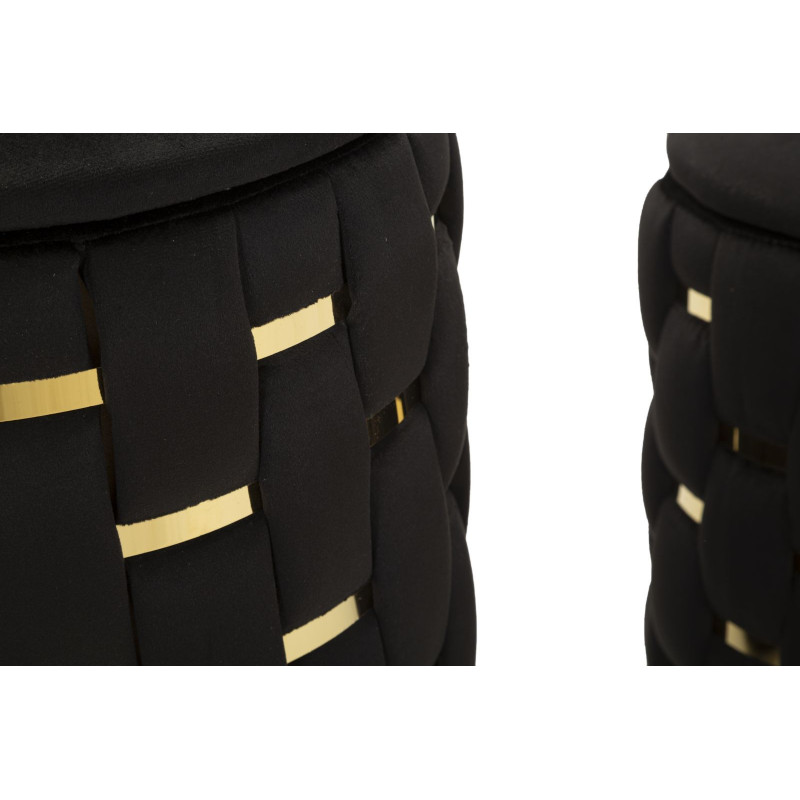 Puff Con Contenitore Shanty Nero Set 2 Pz cm ø 37x42-28x35
