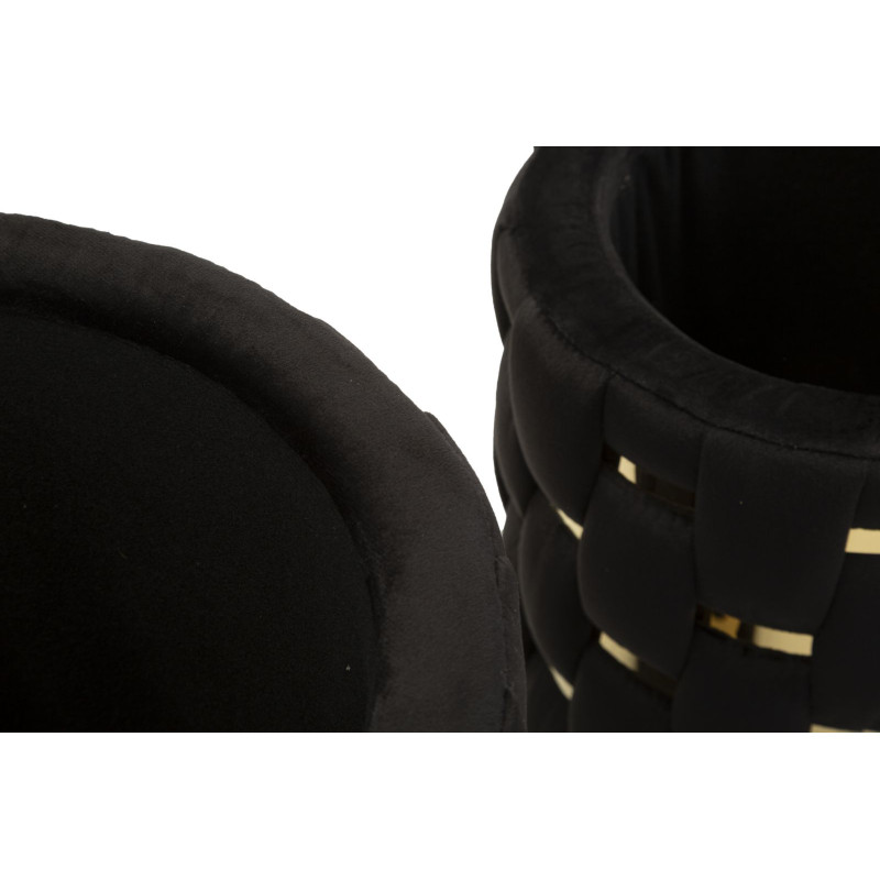 Puff Con Contenitore Shanty Nero Set 2 Pz cm ø 37x42-28x35