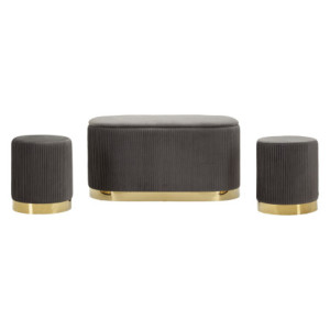 Zoom Panca Con Contenitore E Sgabelli Shopy Grigia Set 3 Pz cm 80x37x42-29x35