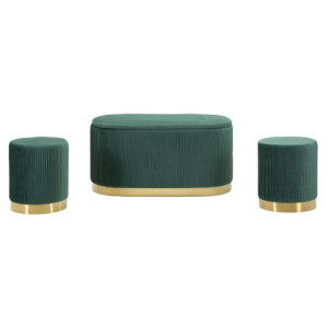 Zoom Panca Con Contenitore E Sgabelli Shopy Verde Set 3 Pz cm 80x37x42-29x35