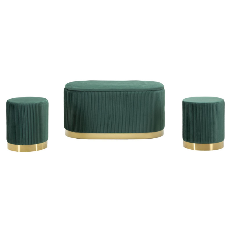 Panca Con Contenitore E Sgabelli Shopy Verde Set 3 Pz cm 80x37x42-29x35