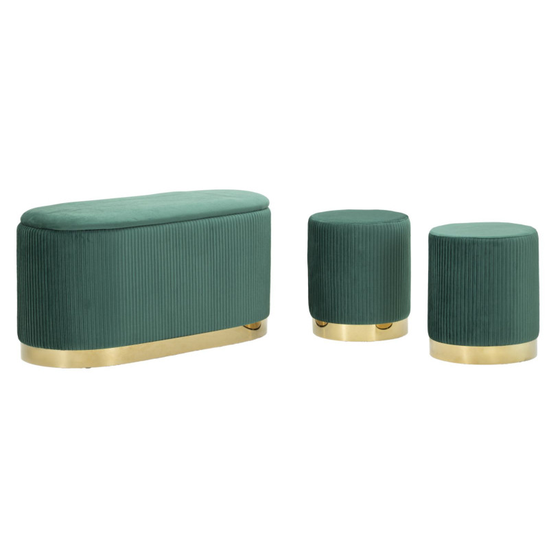 Panca Con Contenitore E Sgabelli Shopy Verde Set 3 Pz cm 80x37x42-29x35