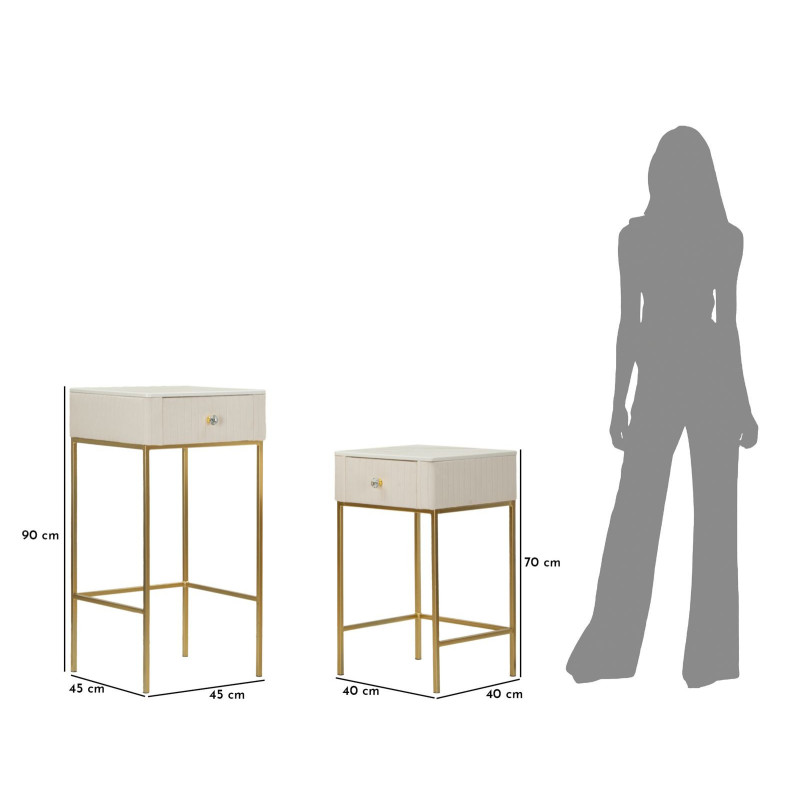 Tavolinetti Alti Wedding Quadrati Set 2 Pz cm ø 45x90-40x70