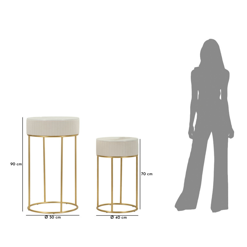 Tavolinetti Alti Wedding Rotondi Set 2 Pz cm ø 50x90-40x70