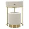 Comodino/toletta Con Puff Vellit Crema cm ø 52x70 - ø 36x39