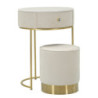 Comodino/toletta Con Puff Vellit Crema cm ø 52x70 - ø 36x39