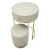 Comodino/toletta Con Puff Vellit Crema cm ø 52x70 - ø 36x39