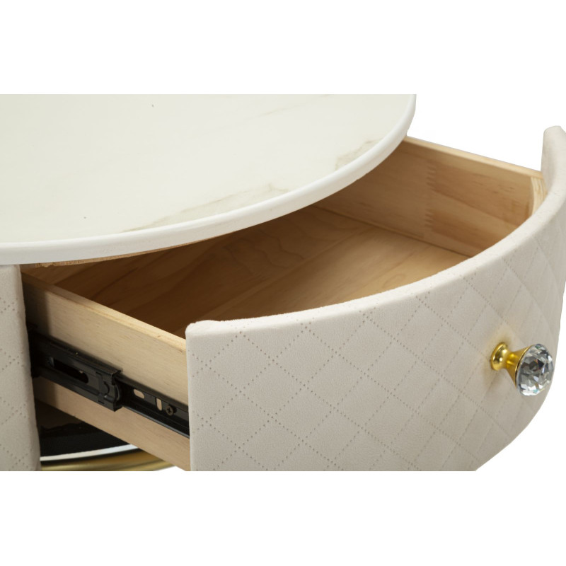 Comodino/toletta Con Puff Vellit Crema cm ø 52x70 - ø 36x39