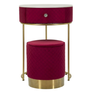 Comodino/toletta Con Puff Vellit Rosso cm ø 52x70 - ø 36x39