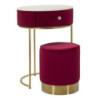 Comodino/toletta Con Puff Vellit Rosso cm ø 52x70 - ø 36x39