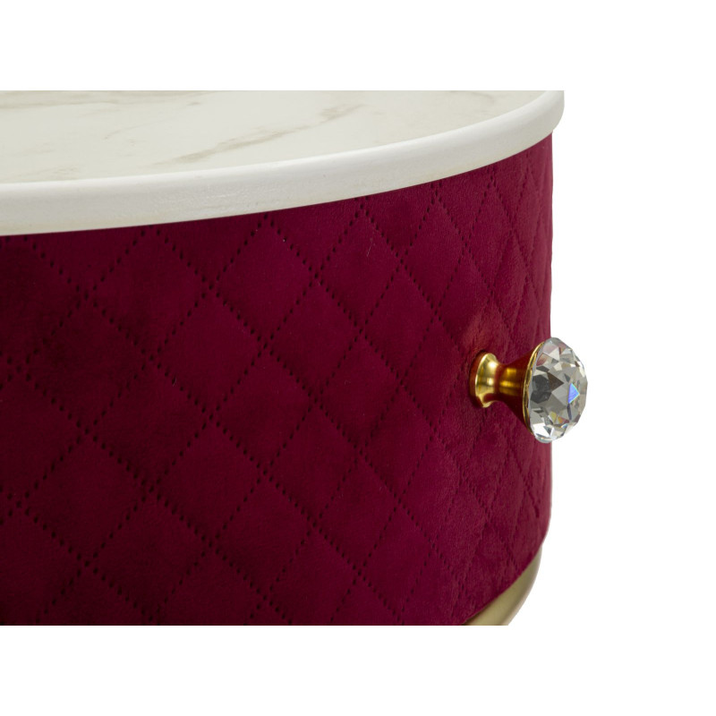 Comodino/toletta Con Puff Vellit Rosso cm ø 52x70 - ø 36x39