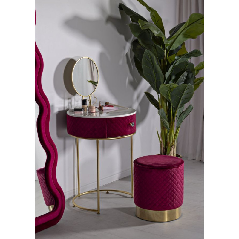 Comodino/toletta Con Puff Vellit Rosso cm ø 52x70 - ø 36x39