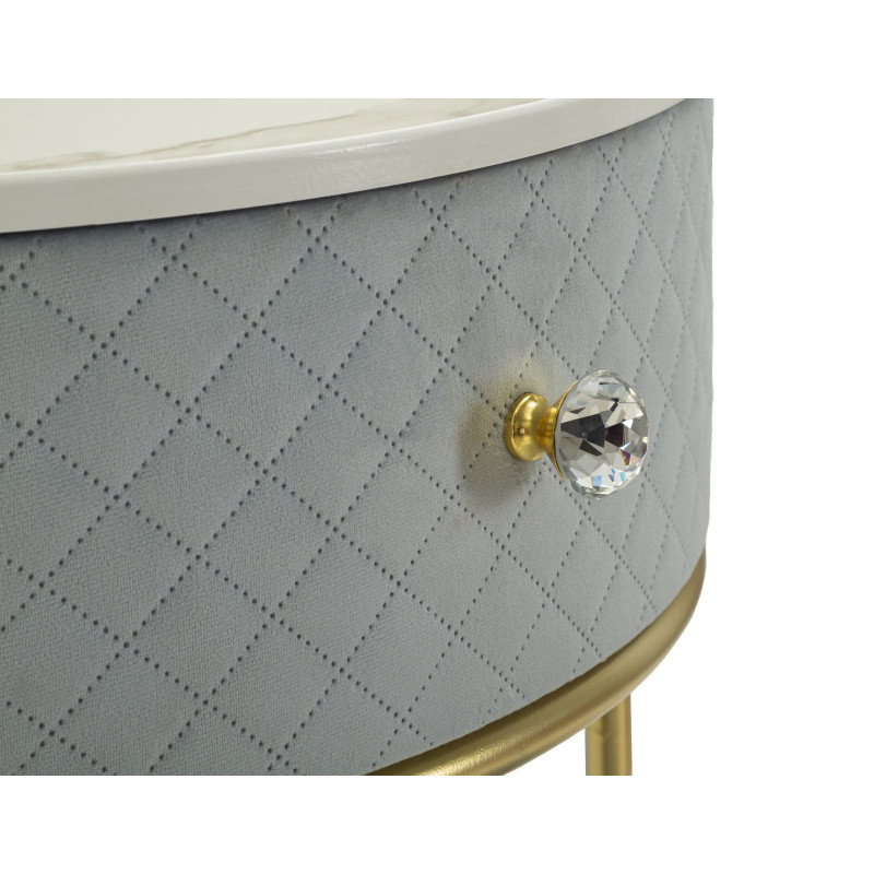 Comodino/toletta Con Puff Vellit Celeste cm ø 52x70 - ø 36x39