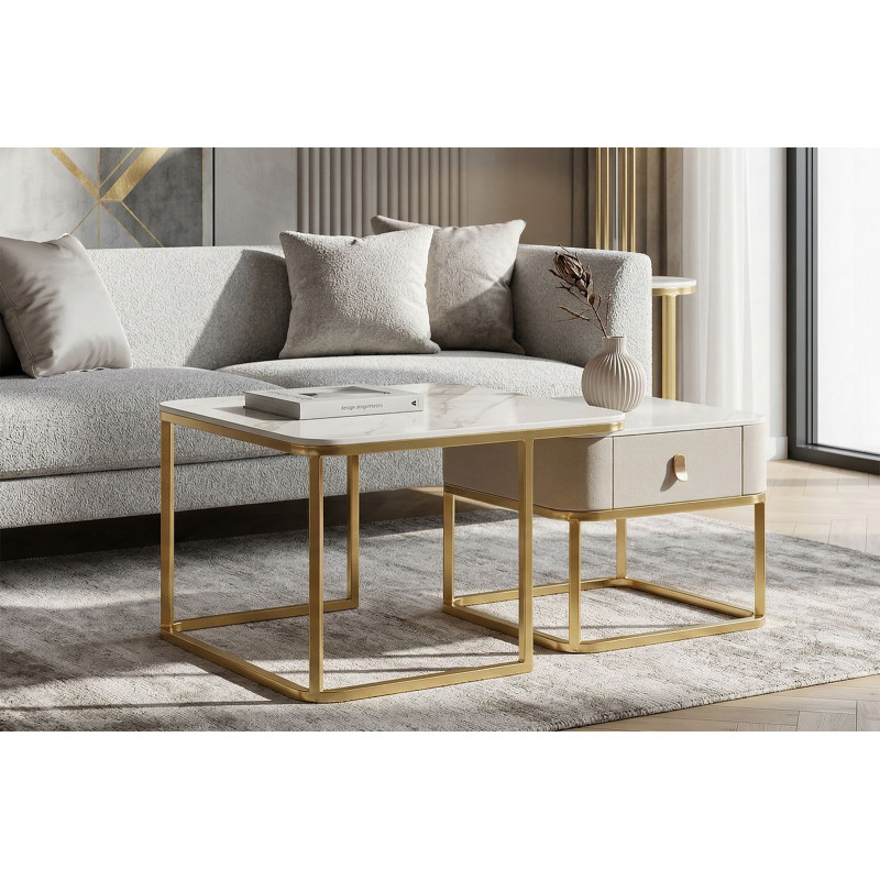 Tavoli Da Caffe' Beauty Coppia cm 70x70x48-50x50x43,5