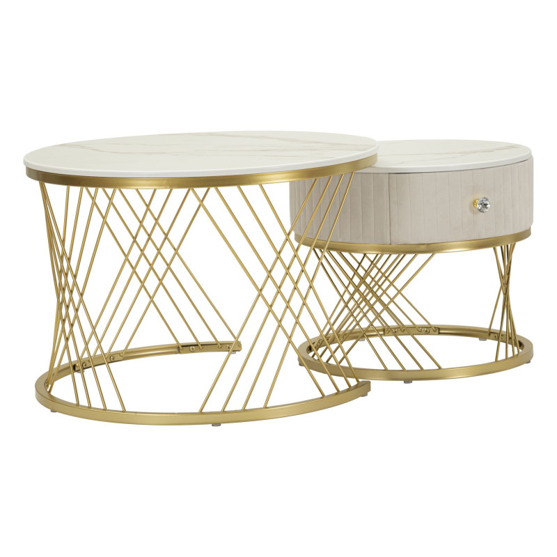 Tavoli Da Caffe' Votix Coppia cm ø 70x48-50x43,5