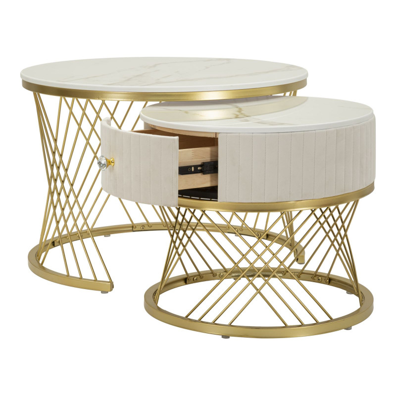 Tavoli Da Caffe' Votix Coppia cm ø 70x48-50x43,5