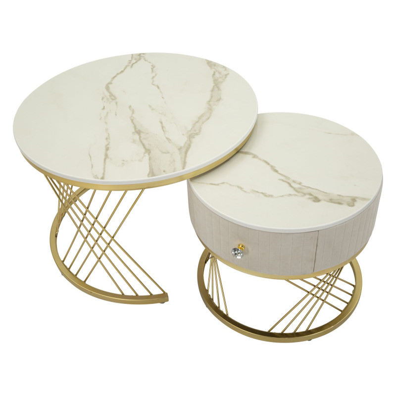 Tavoli Da Caffe' Votix Coppia cm ø 70x48-50x43,5