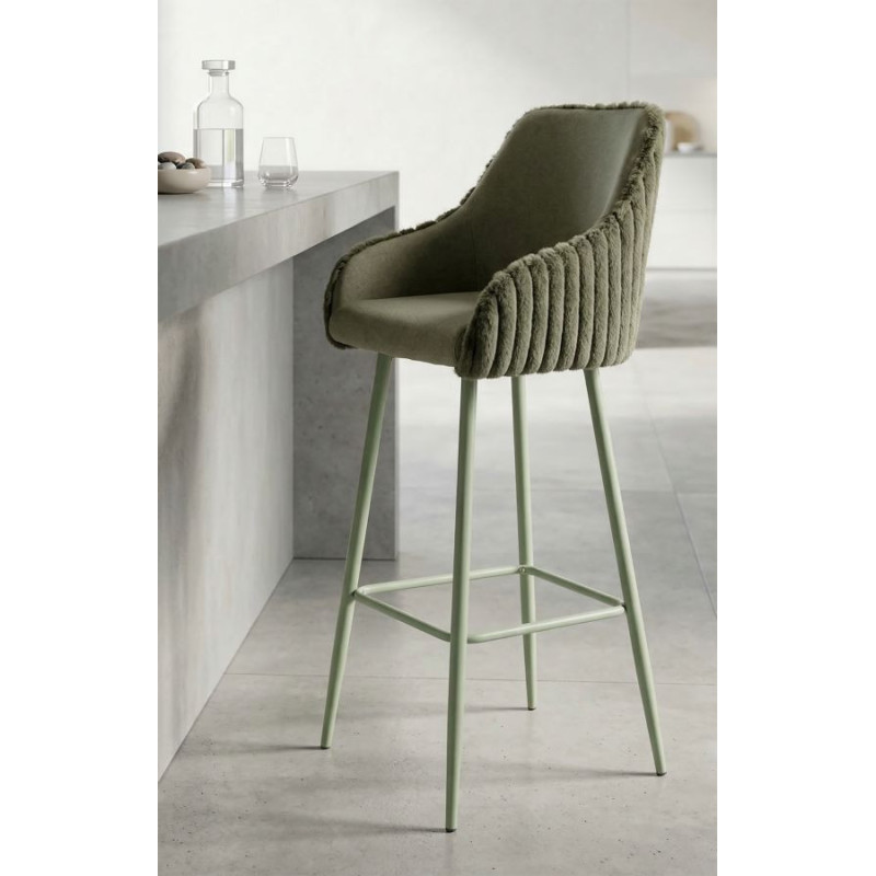 Sgabello Bar Alaska -a- Verde Set 2 Pz cm 52x46x111 (altezza Seduta cm 78)