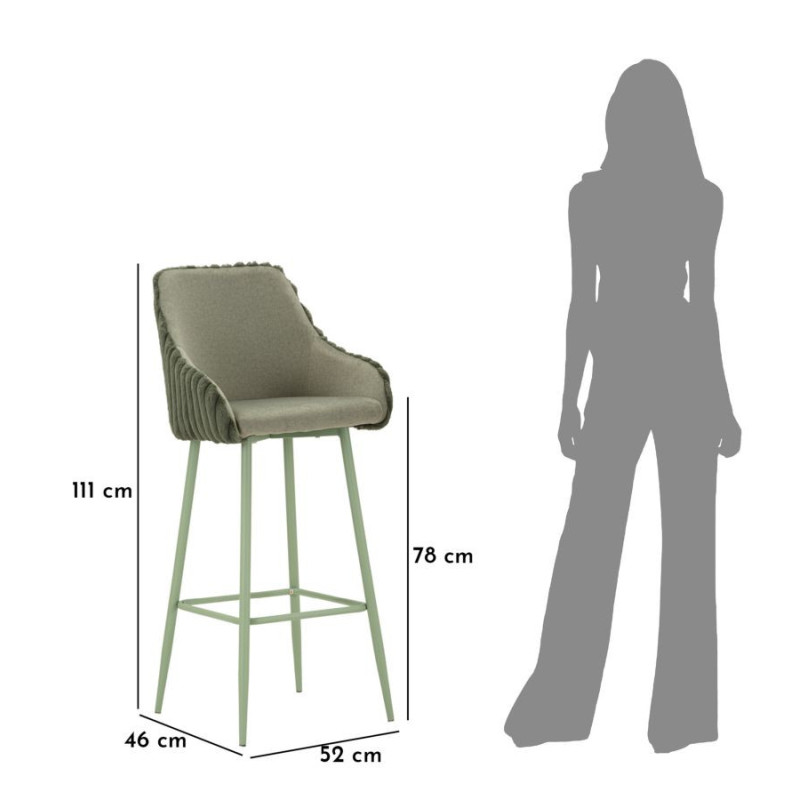 Sgabello Bar Alaska -a- Verde Set 2 Pz cm 52x46x111 (altezza Seduta cm 78)