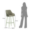 Sgabello Bar Alaska -a- Verde Set 2 Pz cm 52x46x111 (altezza Seduta cm 78)