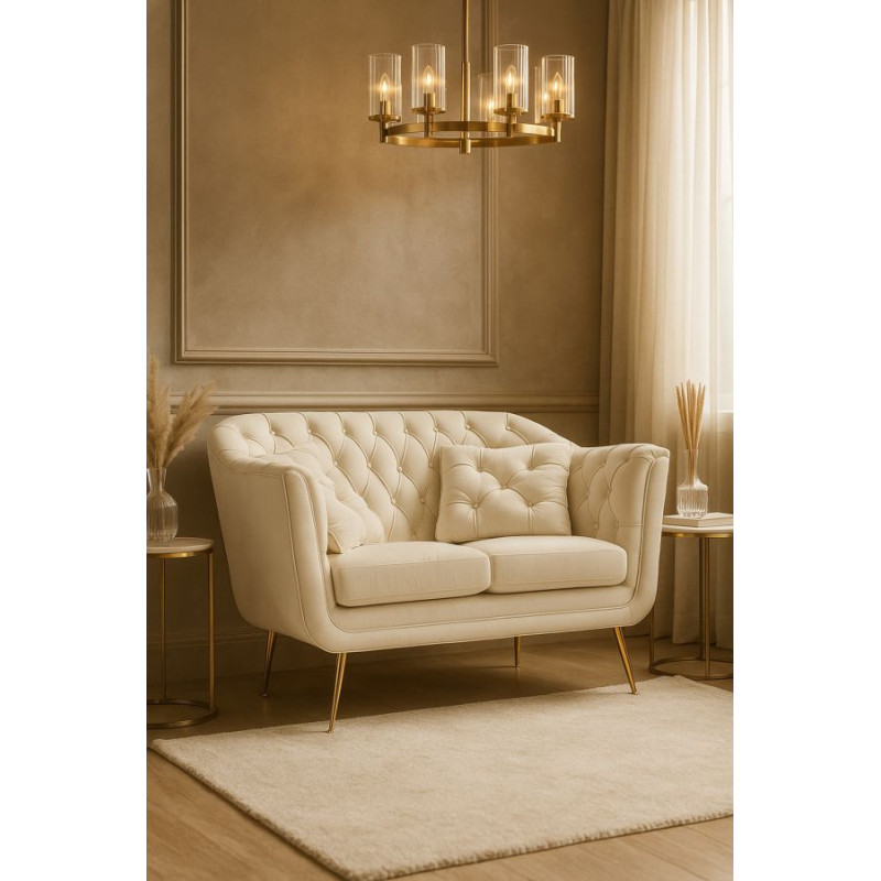 Divanetto Budapest Crema Con Cuscini cm 130x83x91