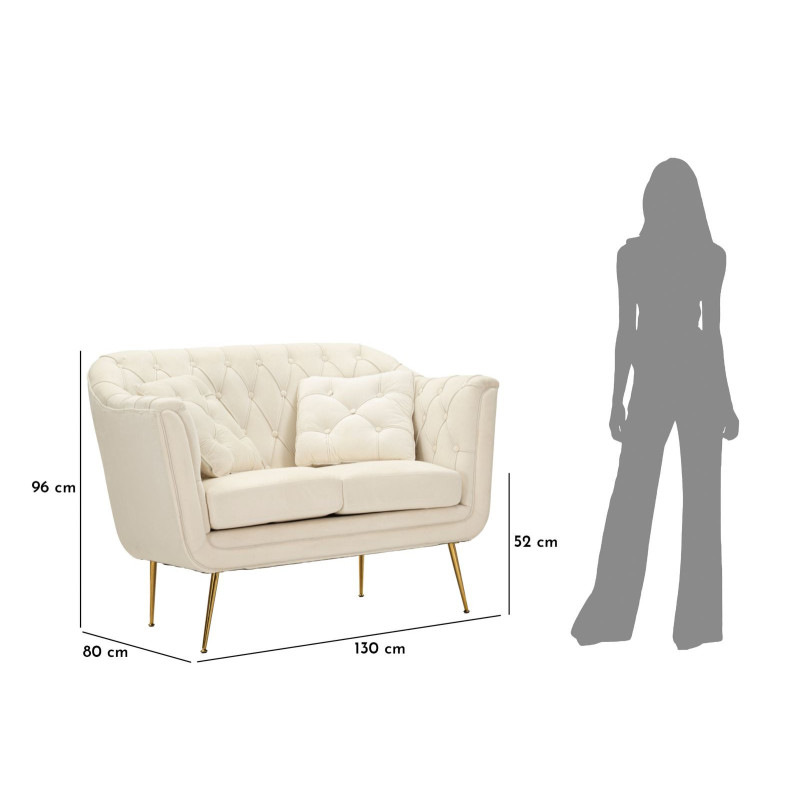 Divanetto Budapest Crema Con Cuscini cm 130x83x91